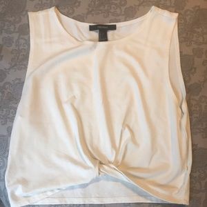 White crop top tank with an infinity knot